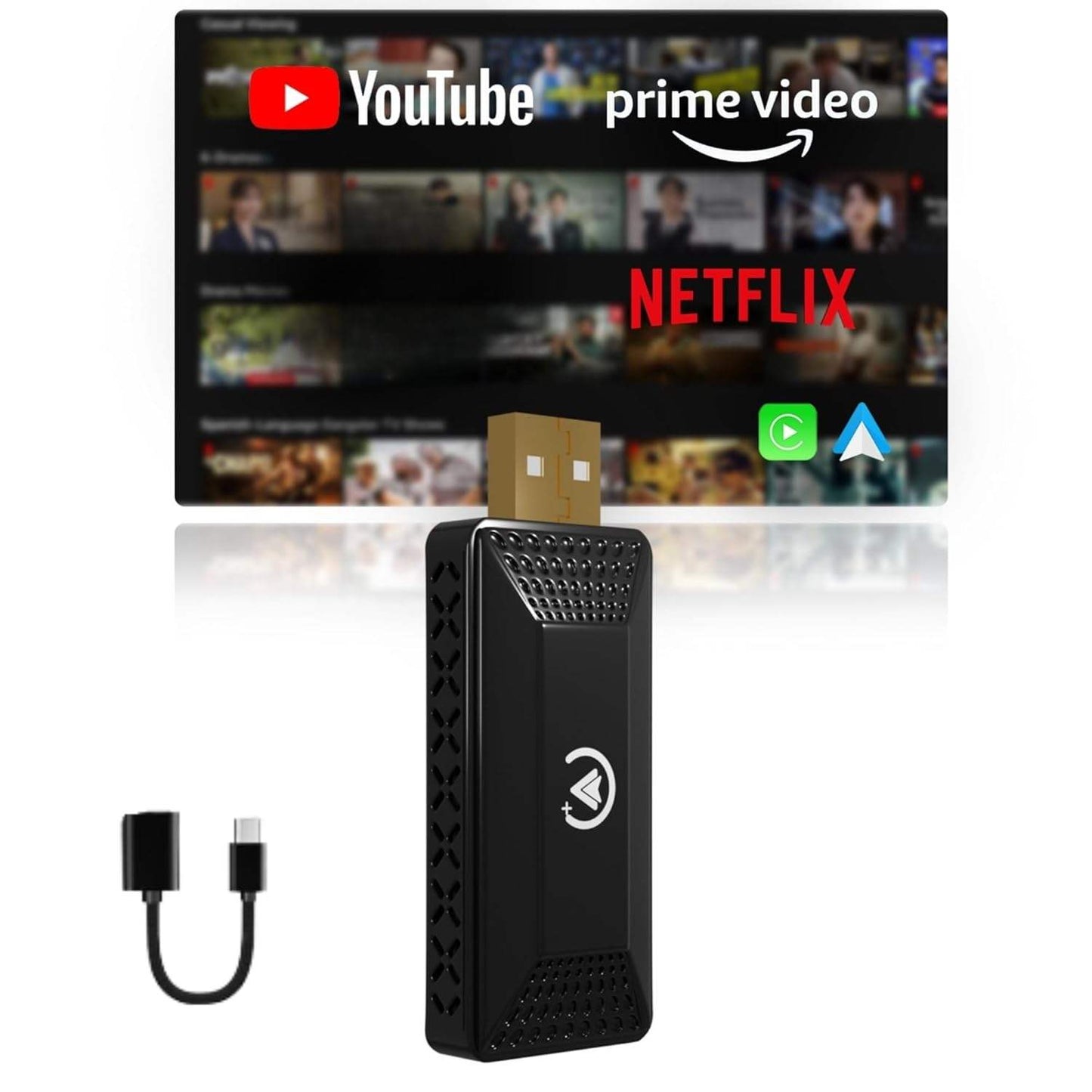 Carlizem 3 in 1 Wireless Ai Box with Wireless Carplay/Android Auto/YouTube/Netflix/Prime Video Bluetooth 5.3 Android 13