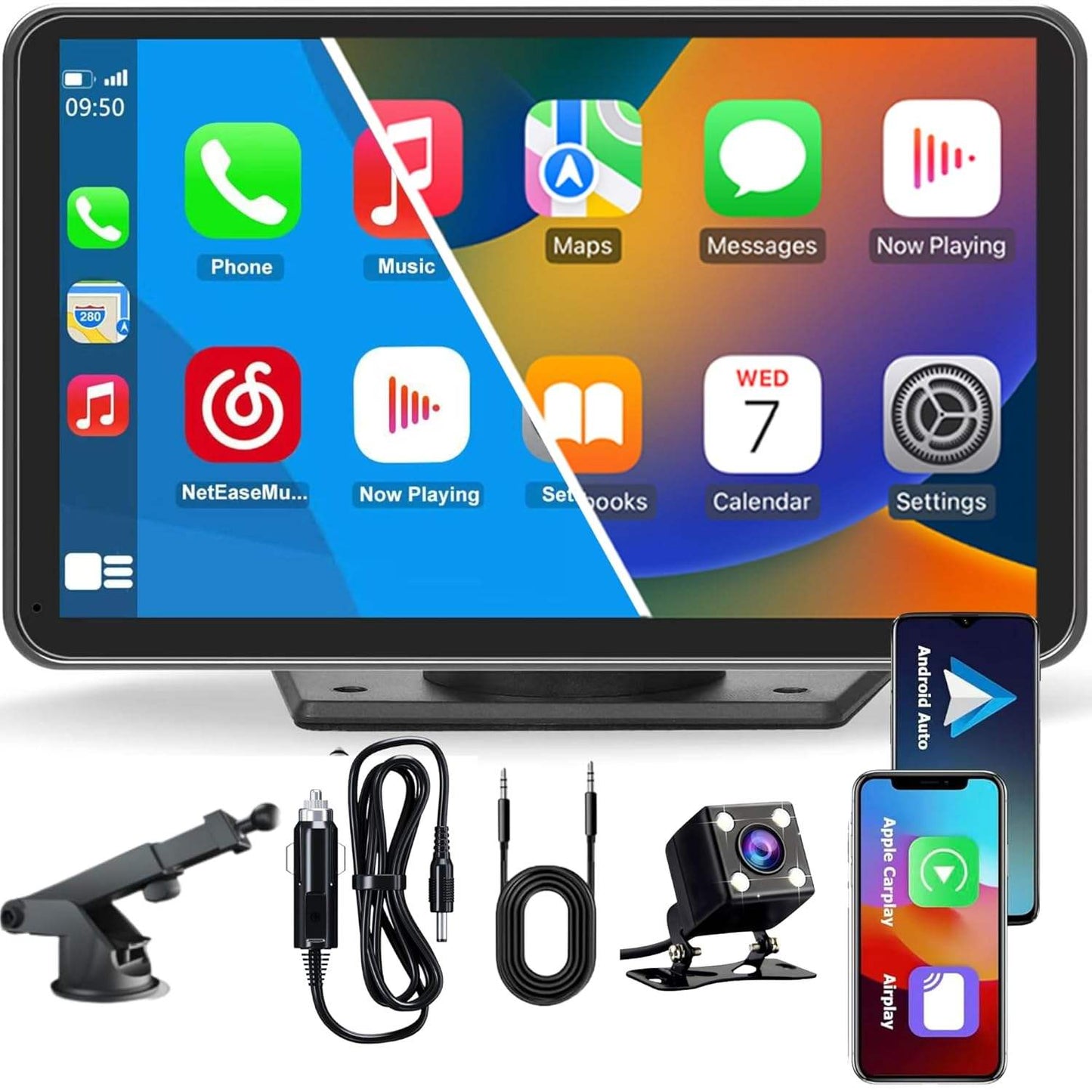 Carlizem 7 Inch Wireless Carplay & Wireless Android Auto IPS Touch Screen Multimedia Player with Voice Control FM | Bluetooth 5.3 Mirror Link for All Car & Vehicles | 2.5D HD Screen