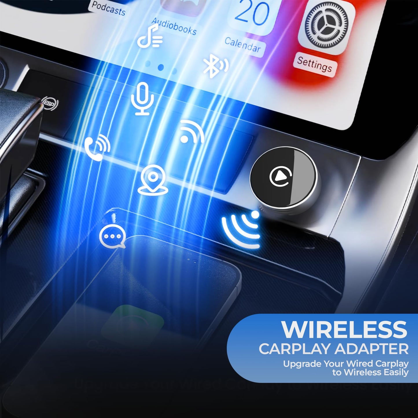 Carlizem Wireless Android Auto & Apple Carplay Adapter Cortex A7 Pro Processor Wired to Wireless High Performance | Easy to Use & Setup