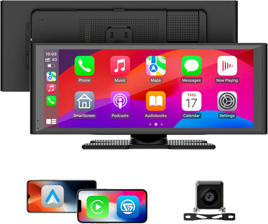Carlizem 10.26 Inch Wireless Carplay & Wireless Android Auto IPS Touch Screen Multimedia Player with Voice Control FM | Bluetooth 5.3 Mirror Link for All Car & Vehicles | 2.5D HD Screen