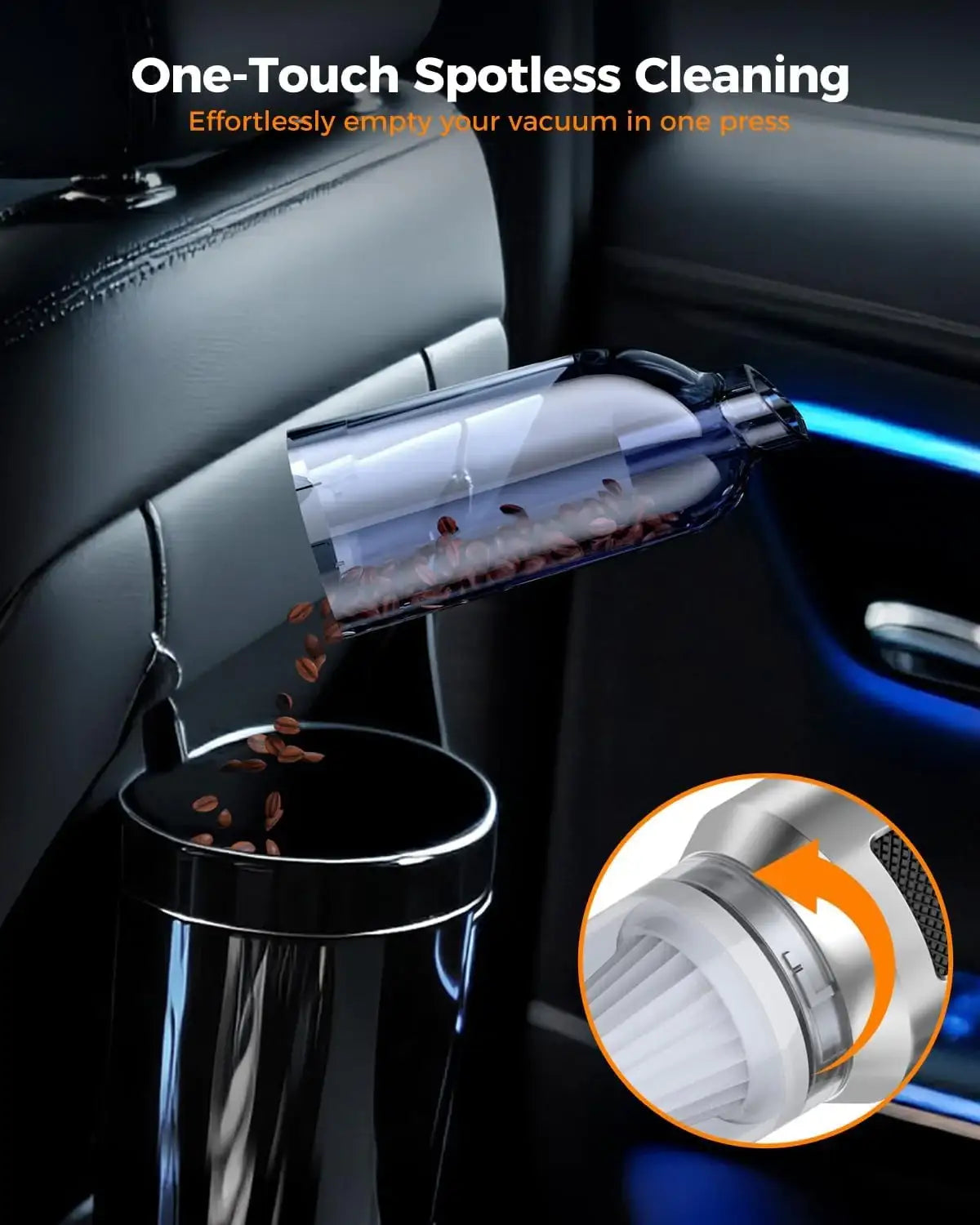 Carlizem TurboJet 500 [4-in-1] Powerful & Fully Wireless Car Vacuum Cleaner & Air Blower - 18000PA 4X More Suction Power - BLDC Long Life Motor - 3 Suction Speeds - 6000 mah mins Rechargeable