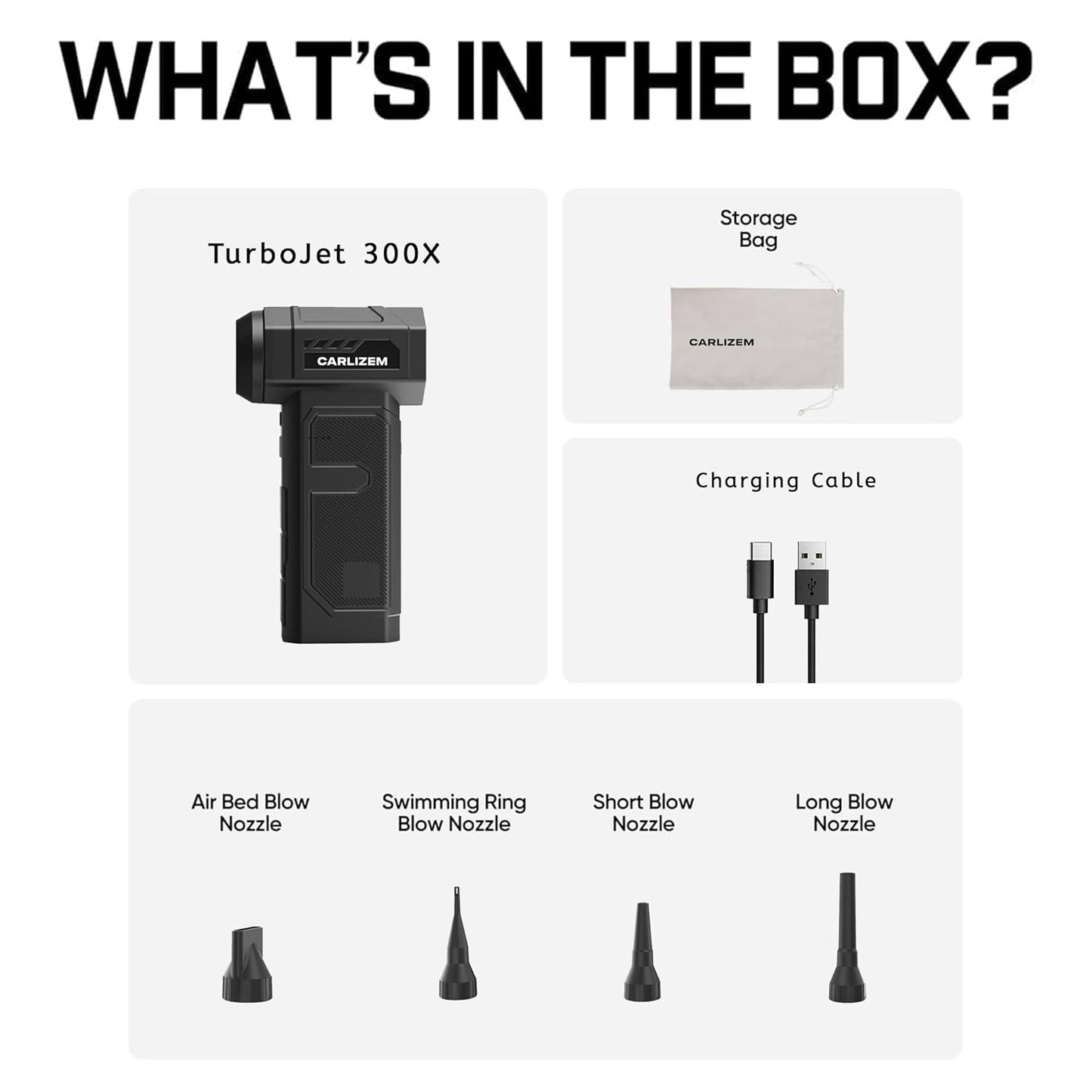 Carlizem TurboJet 300X Powerful Air Duster 150000 RPM 7500 Mah Cordless Air Blower Machine Brushless Motor| Air Blower for Dust Cleaning, Car, PC, Home | Type-C Rechargeable Mini | Portable Leaf Blower for Cleaning