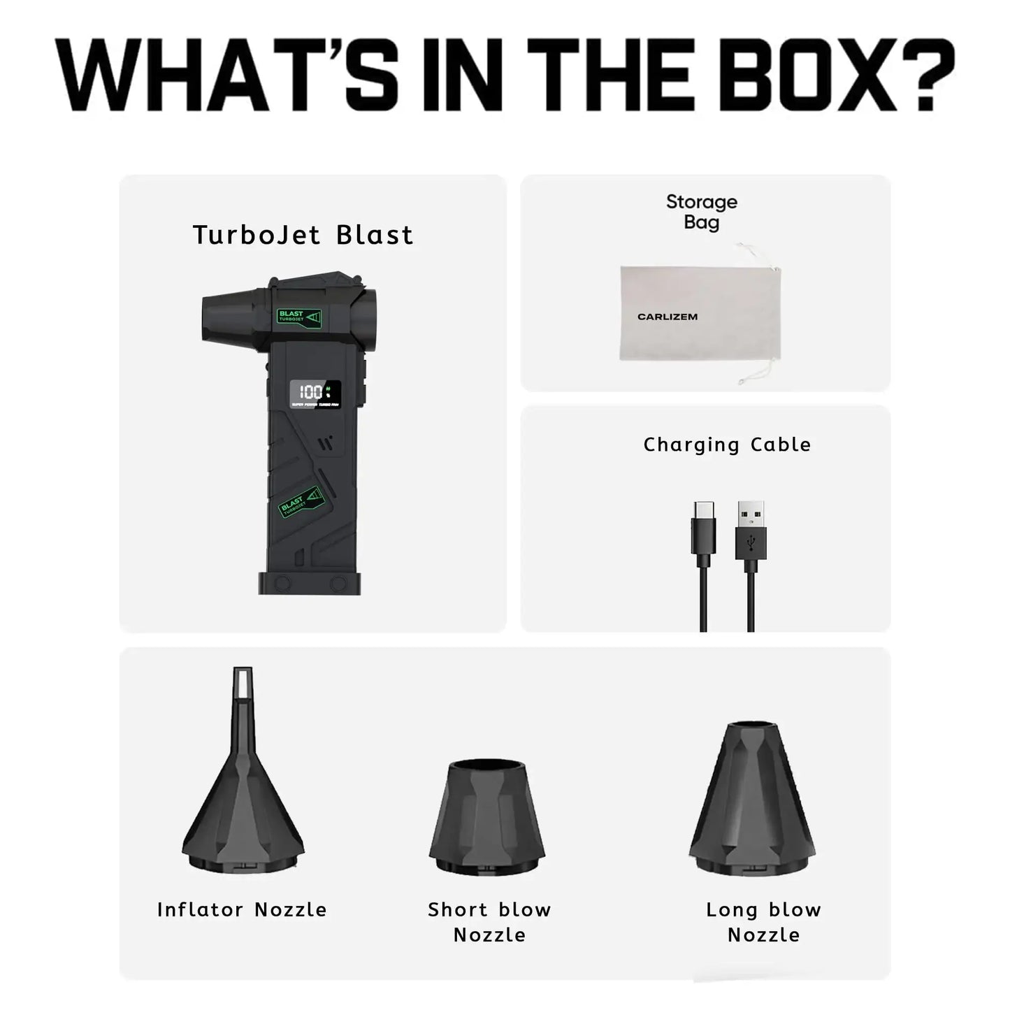Carlizem TurboJet Blast 150000 RPM India's Most Powerful Air Duster 8000 Mah Cordless Air Blower for Dust Cleaning, Car, PC, Home | Brushless Motor Type-C Rechargeable Mini Portable