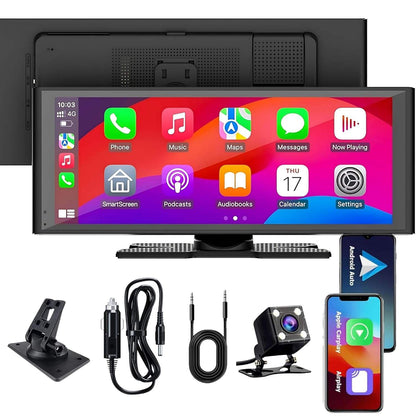 Carlizem 10.26 Inch Wireless Carplay & Wireless Android Auto IPS Touch Screen Multimedia Player with Voice Control FM | Bluetooth 5.3 Mirror Link for All Car & Vehicles | 2.5D HD Screen