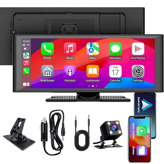 Carlizem 10.26 Inch Wireless Carplay & Wireless Android Auto IPS Touch Screen Multimedia Player with Voice Control FM | Bluetooth 5.3 Mirror Link for All Car & Vehicles | 2.5D HD Screen