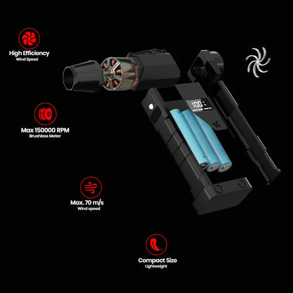 Carlizem TurboJet Blast 150000 RPM India's Most Powerful Air Duster 8000 Mah Cordless Air Blower for Dust Cleaning, Car, PC, Home | Brushless Motor Type-C Rechargeable Mini Portable