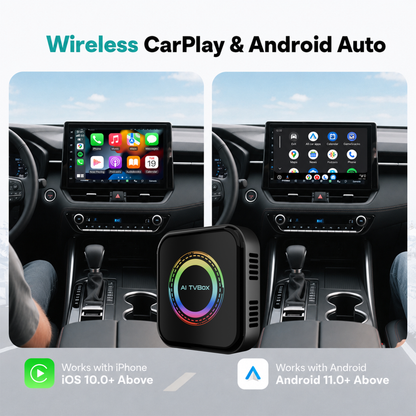 Carlizem® Wireless CarPlay & Android Auto Box, Stream YouTube Netflix JioHotstar on Car Display, Snapdragon 665 Octa-Core Convert Wired to Wireless, BUILT IN GPS, 4G LTE SIM Slot, 4GB RAM 64GB Storage