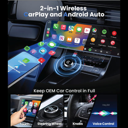 Carlizem Wireless Android Auto & Apple Carplay Adapter Cortex A7 Pro Processor Wired to Wireless High Performance | Easy to Use & Setup