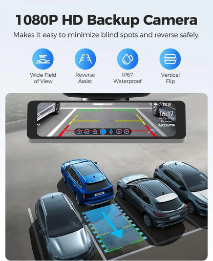 Carlizem 12" 4K Sony STRAVIS IMX335 Rear View Mirror Dash Cam for Car Front and Rear with GPS, ADAS, BSD, Touchscreen, 5.8GHz WiFi, G-Sensor, Loop Recording G1 Pro